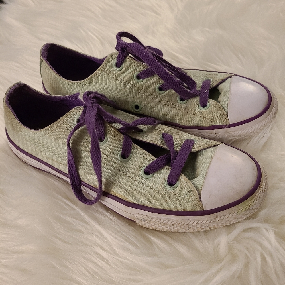 Converse size 3 Juniors Green & Purple Sneakers